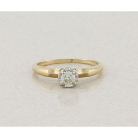 Unbranded Jewelry - 14k Yellow Gold & White Gold .15 carat Diamond Ring Engagement Art Deco  Size 5